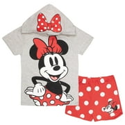 Disney Characters Girls 2-Piece Kids Clothing Set - Hoodie T-Shirt \u0026 Shorts 2-Pack Bundle Set for Girls (Size 5-4T)